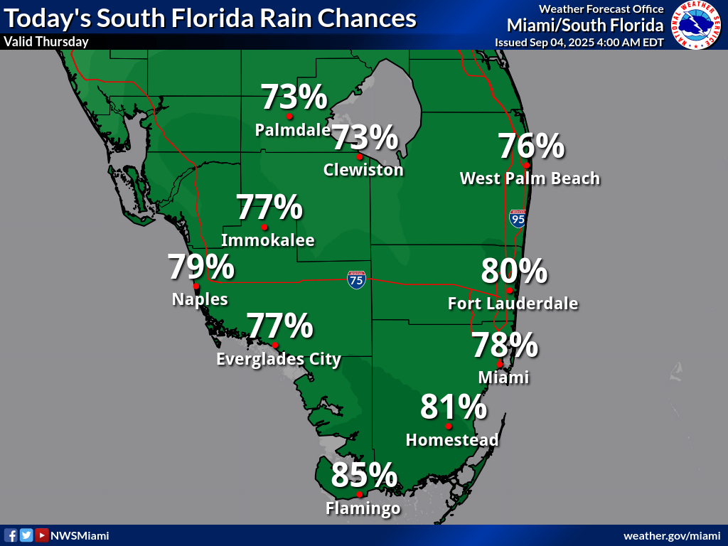 Thunderstorms, Urban Flooding For South Florida