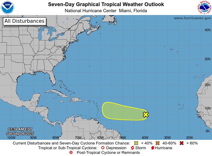 NOAA National Hurricane Center Tropical Weather Outlook for September 6, 2025.