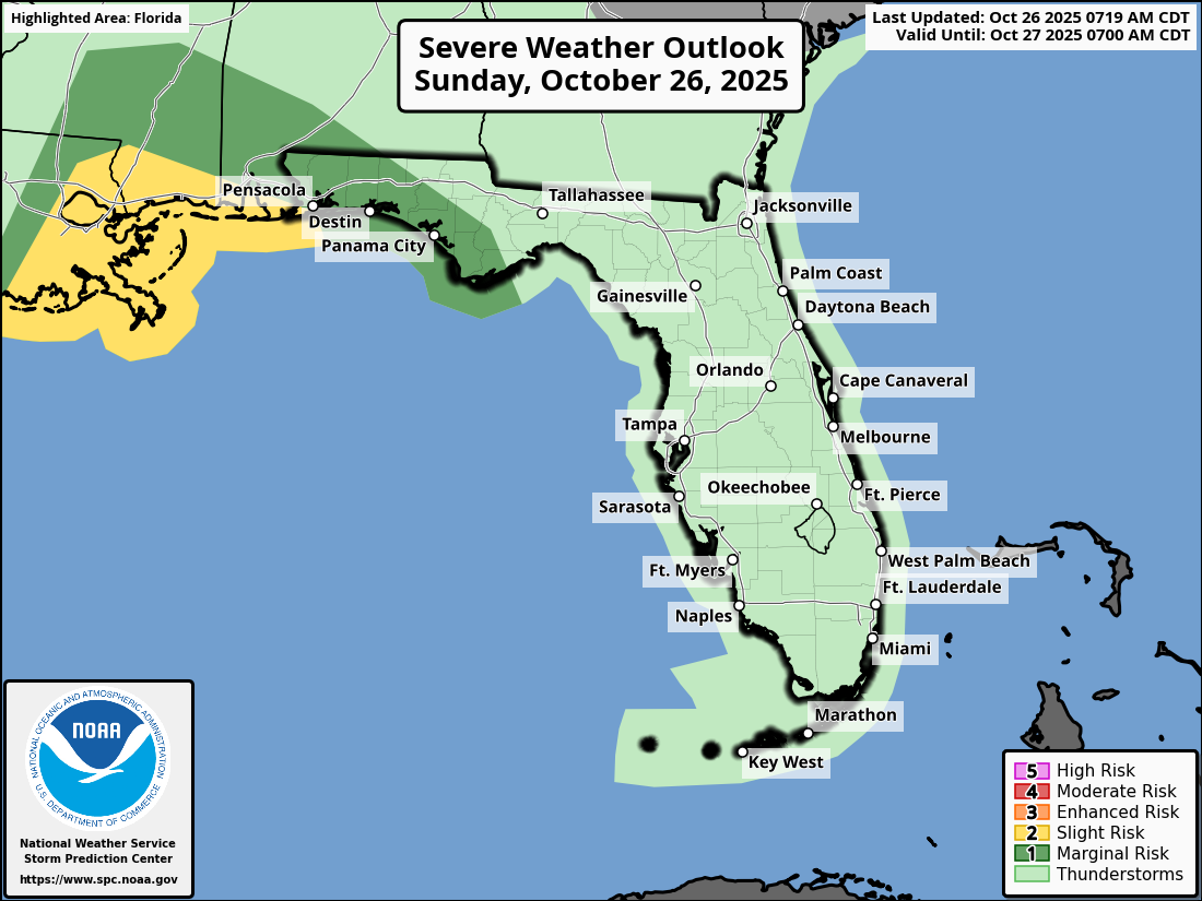 Severe Thunderstorm, Tornado Risk For Florida Panhandle