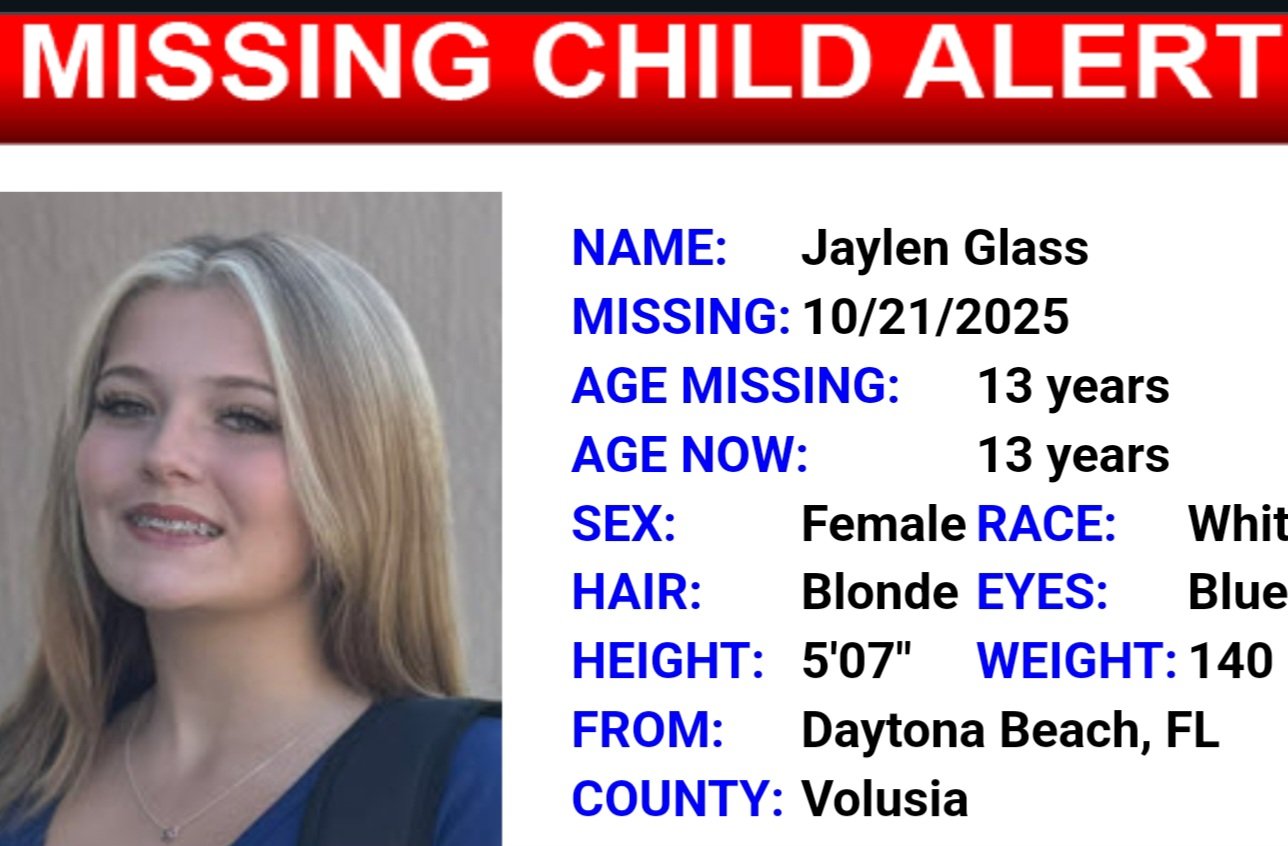 Florida Missing Child Alert Canceled for 13-Year-Old Jaylen Glass In Volusia County