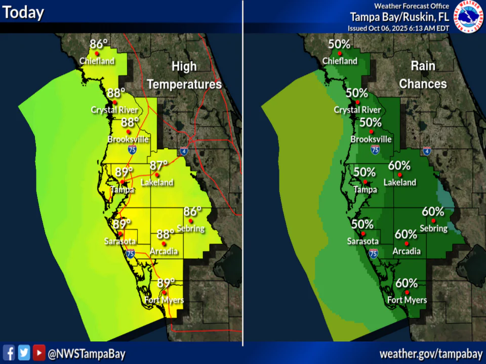 Thunderstorms for Southwest Florida, Tampa Bay
