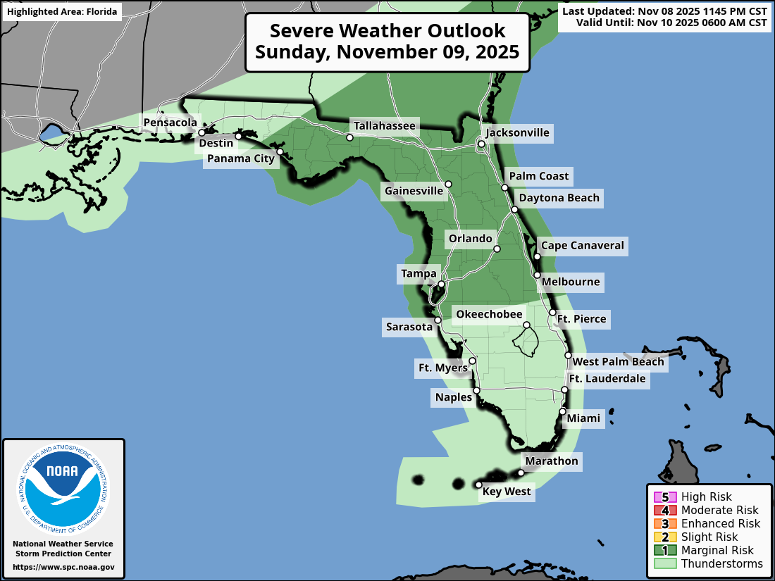 Severe Thunderstorm, Heavy Rainfall Risk For Central Florida