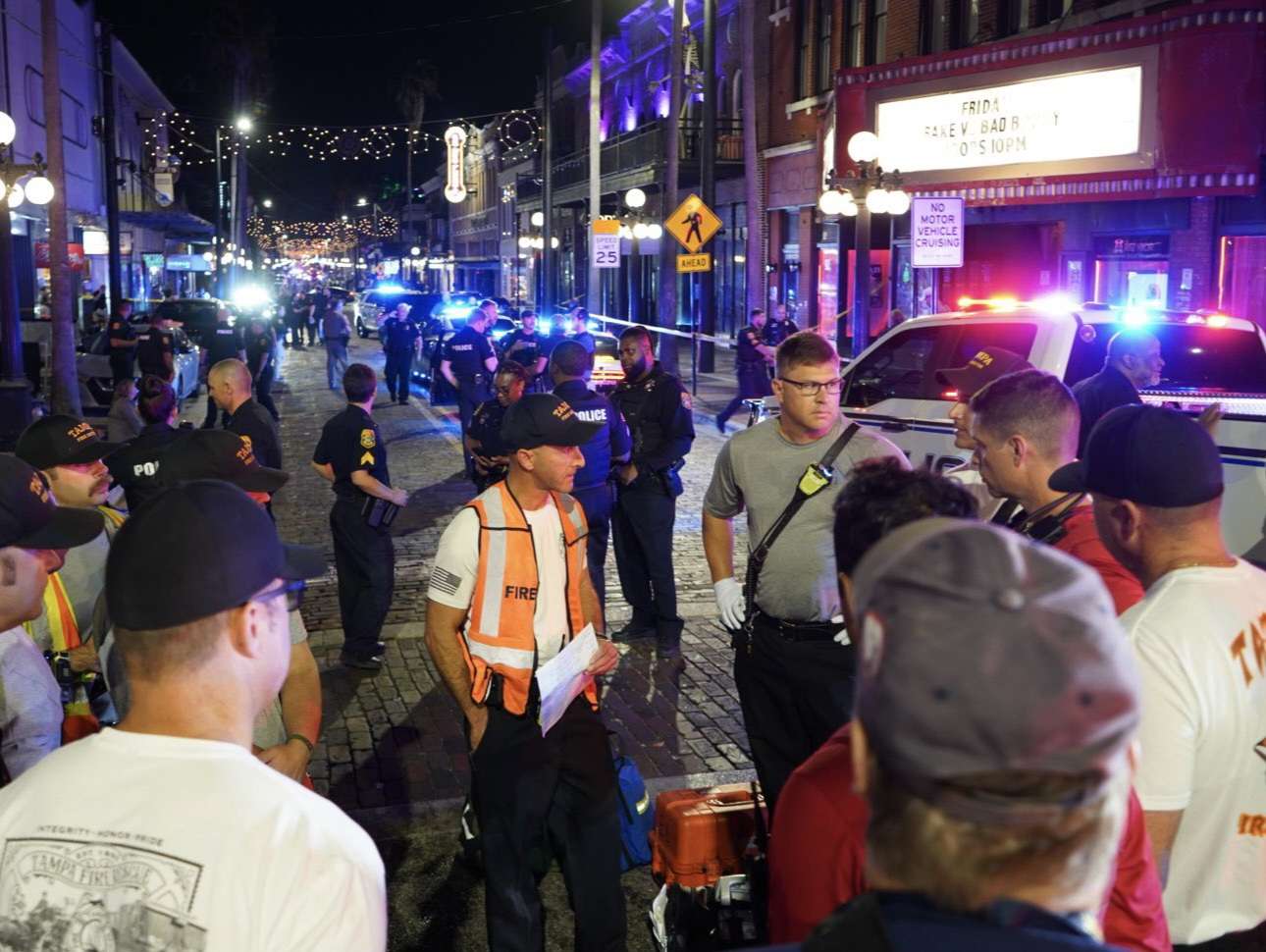A reckless driver fleeing from authorities plowed into a crowd in Tampa's historic Ybor City district early Saturday morning, killing four people and injuring eleven others in a chaotic crash. Credit: Tampa Fire Department
