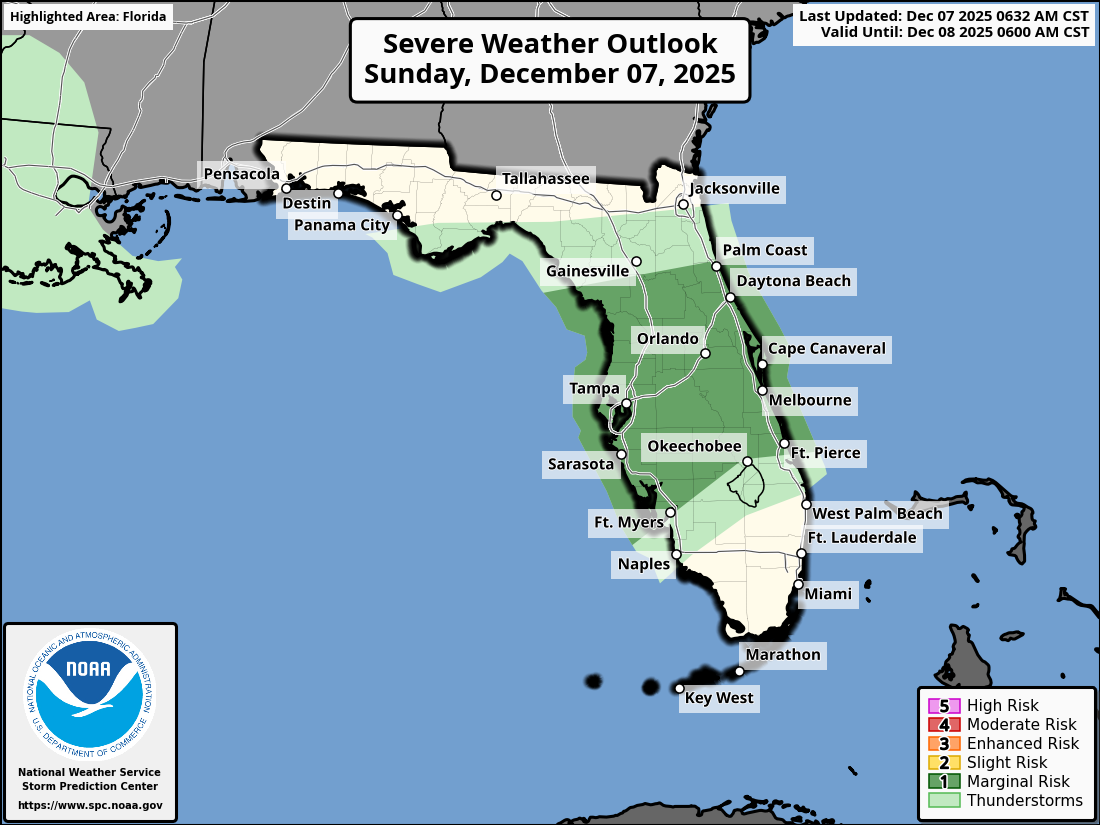 Severe Thunderstorm Risk For North Florida