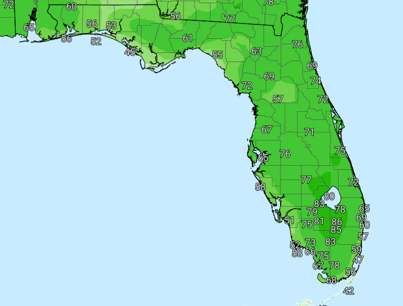 National Weather Service Rain Chances for Florida on Thursday, May 28, 2026.