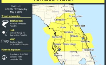National Weather Service Issues Tornado Watch For Central Florida